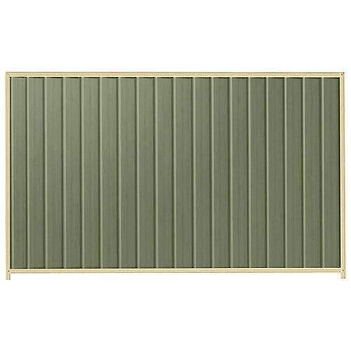 PermaSteel Colorbond Fence Kit in the size of 2.35m x 1.8m with Mist Green Infill and Primrose Frame | Available at Australian Landscape Supplies