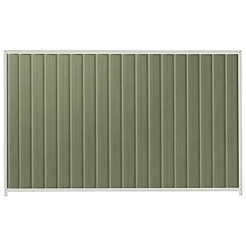 PermaSteel Colorbond Fence Kit in the size of 2.35m x 1.8m with Mist Green Infill and Off White Frame | Available at Australian Landscape Supplies
