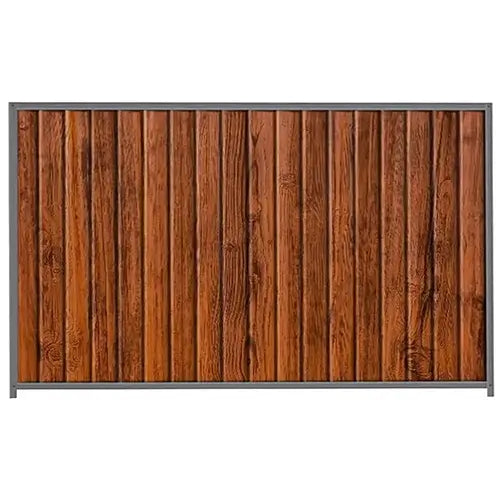 PermaSteel Colorbond Fence Kit in the size of 2.35m x 1.8m with Teak Infill and Basalt Frame | Available at Australian Landscape Supplies