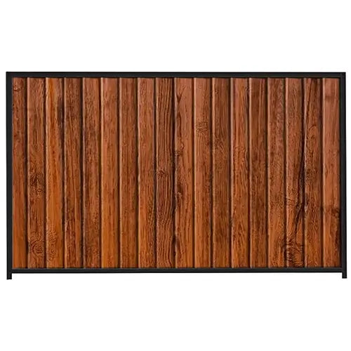 PermaSteel Colorbond Fence Kit in the size of 2.35m x 1.8m with Teak Infill and Black Frame | Available at Australian Landscape Supplies