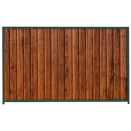 PermaSteel Colorbond Fence Kit in the size of 2.35m x 1.8m with Teak Infill and Caulfield Green Frame | Available at Australian Landscape Supplies