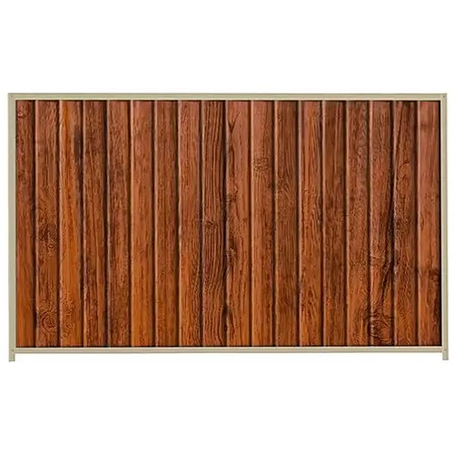 PermaSteel Fence Kit in the size of 2.35m x 1.8m with Teak Infill and Merino Frame | Available at Australian Landscape Supplies