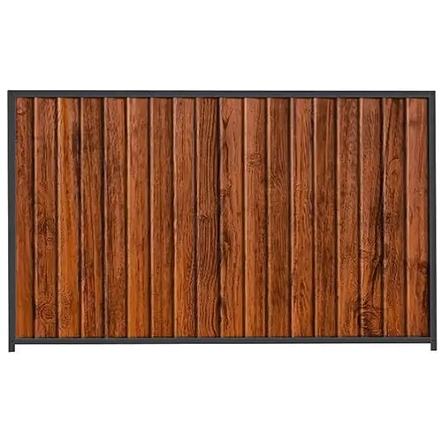 PermaSteel Colorbond Fence Kit in the size of 2.35m x 1.8m with Teak Infill and Monolith Frame | Available at Australian Landscape Supplies