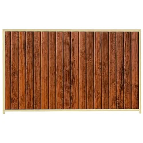 PermaSteel Colorbond Fence Kit in the size of 2.35m x 1.8m with Teak Infill and Primrose Frame | Available at Australian Landscape Supplies