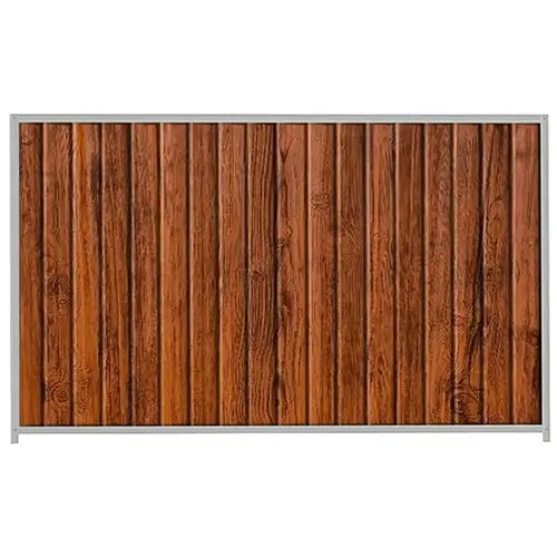PermaSteel Colorbond Fence Kit in the size of 2.35m x 1.8m with Teak Infill and Shale Grey Frame | Available at Australian Landscape Supplies
