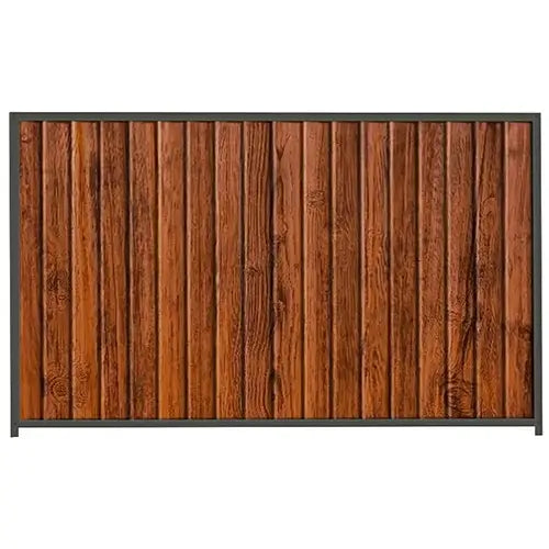 PermaSteel Colorbond Fence Kit in the size of 2.35m x 1.8m with Teak Infill and Slate Grey Frame | Available at Australian Landscape Supplies
