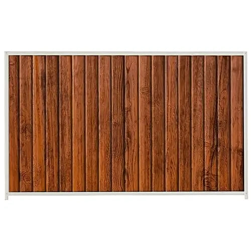 PermaSteel Colorbond Fence Kit in the size of 2.35m x 1.8m with Teak Infill and Off White Frame | Available at Australian Landscape Supplies