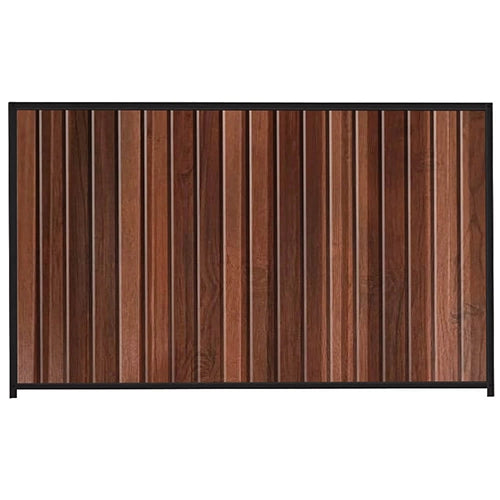 PermaSteel Colorbond Fence Kit in the size of 2.35m x 1.8m with Walnut Infill and Black Frame | Available at Australian Landscape Supplies