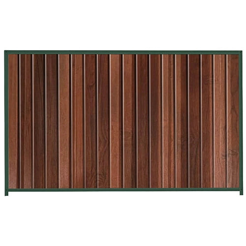 PermaSteel Colorbond Fence Kit in the size of 2.35m x 1.8m with Walnut Infill and Caulfield Green Frame | Available at Australian Landscape Supplies