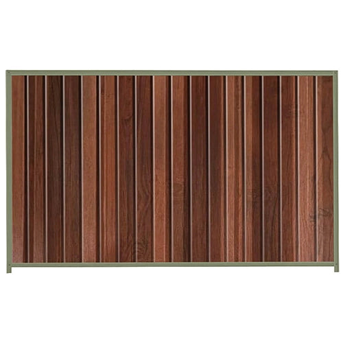 PermaSteel Colorbond Fence Kit in the size of 2.35m x 1.8m with Walnut Infill and Mist Green Frame | Available at Australian Landscape Supplies