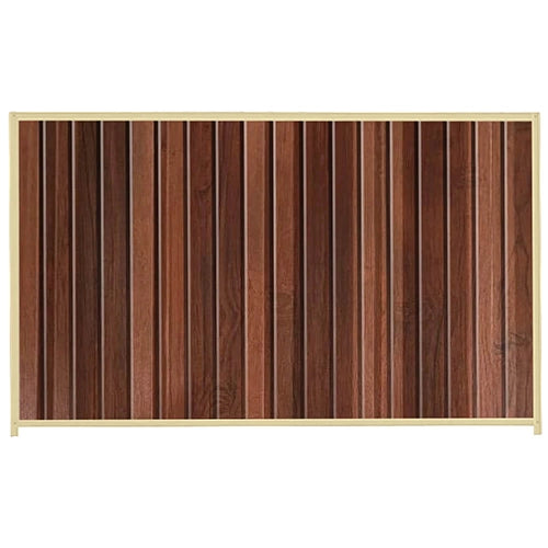 PermaSteel Colorbond Fence Kit in the size of 2.35m x 1.8m with Walnut Infill and Primrose Frame | Available at Australian Landscape Supplies