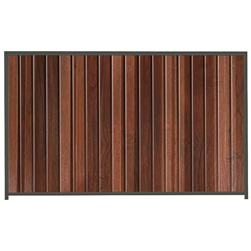 PermaSteel Colorbond Fence Kit in the size of 2.35m x 1.8m with Walnut Infill and Slate Grey Frame | Available at Australian Landscape Supplies
