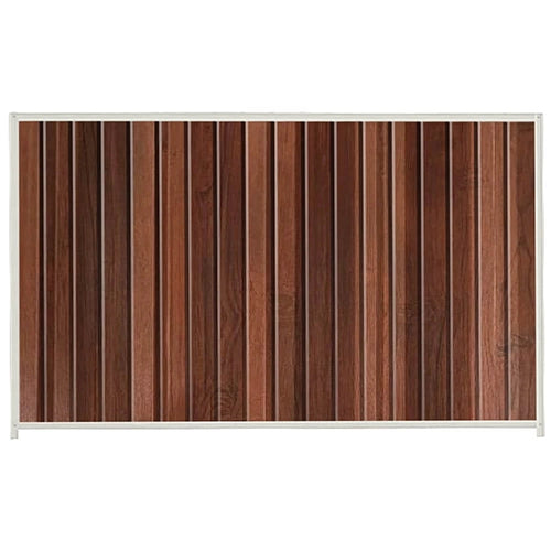 PermaSteel Colorbond Fence Kit in the size of 2.35m x 1.8m with Walnut Infill and Off White Frame | Available at Australian Landscape Supplies