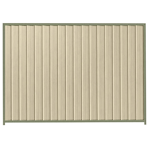 PermaSteel Colorbond Fence Kit in the size of 2.35m x 2.1m with Merino Infill and Mist Green Frame | Available at Australian Landscape Supplies