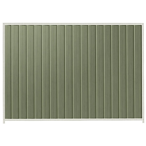 PermaSteel Colorbond Fence Kit in the size of 2.35m x 2.1m with Mist Green Infill and Off White Frame | Available at Australian Landscape Supplies