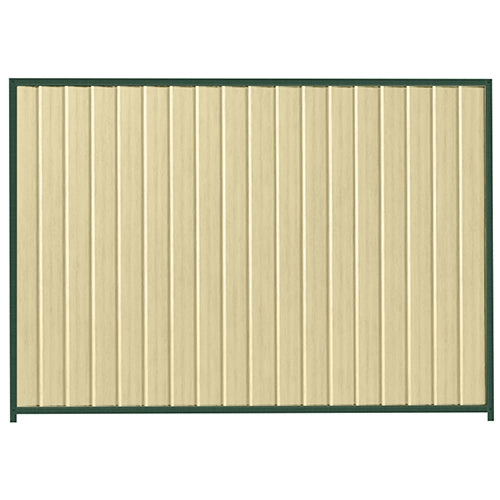 PermaSteel Colorbond Fence Kit in the size of 2.35m x 2.1m with Primrose Infill and Caulfield Green Frame | Available at Australian Landscape Supplies