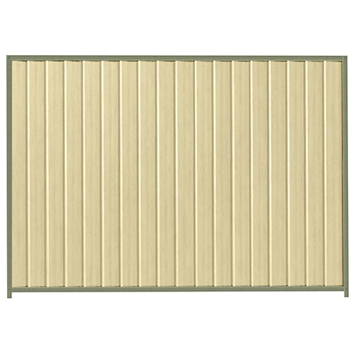 PermaSteel Colorbond Fence Kit in the size of 2.35m x 2.1m with Primrose Infill and Mist Green Frame | Available at Australian Landscape Supplies