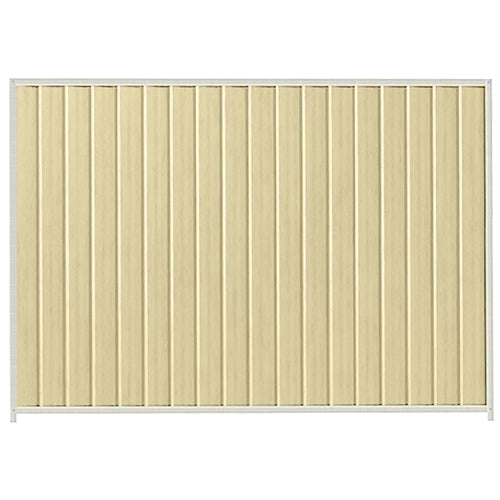 PermaSteel Colorbond Fence Kit in the size of 2.35m x 2.1m with Primrose Infill and Off White Frame | Available at Australian Landscape Supplies