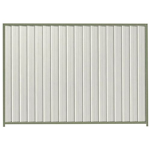 PermaSteel Colorbond Fence Kit in the size of 2.35m x 2.1m with Off White Infill and Mist Green Frame | Available at Australian Landscape Supplies