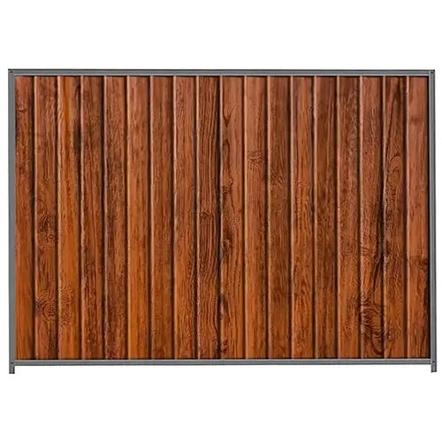 PermaSteel Colorbond Fence Kit in the size of 2.35m x 2.1m with Teak Infill and Basalt Frame | Available at Australian Landscape Supplies