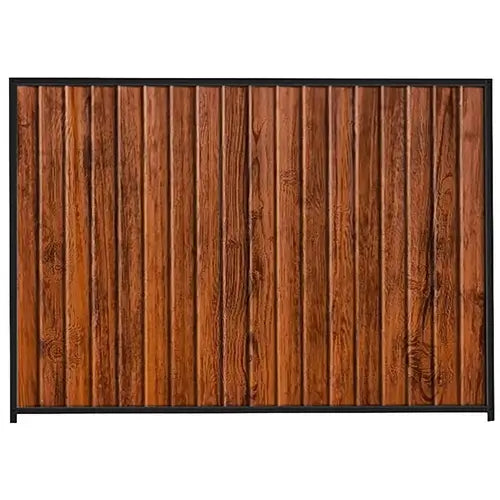 PermaSteel Colorbond Fence Kit in the size of 2.35m x 2.1m with Teak Infill and Black Frame | Available at Australian Landscape Supplies