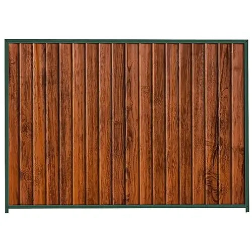 PermaSteel Colorbond Fence Kit in the size of 2.35m x 2.1m with Teak Infill and Caulfield Green Frame | Available at Australian Landscape Supplies