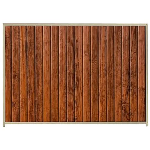 PermaSteel Colorbond Fence Kit in the size of 2.35m x 2.1m with Teak Infill and Merino Frame | Available at Australian Landscape Supplies