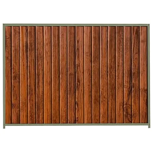 PermaSteel Colorbond Fence Kit in the size of 2.35m x 2.1m with Teak Infill and Mist Green Frame | Available at Australian Landscape Supplies