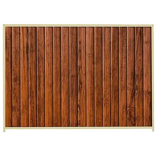 PermaSteel Colorbond Fence Kit in the size of 2.35m x 2.1m with Teak Infill and Primrose Frame | Available at Australian Landscape Supplies
