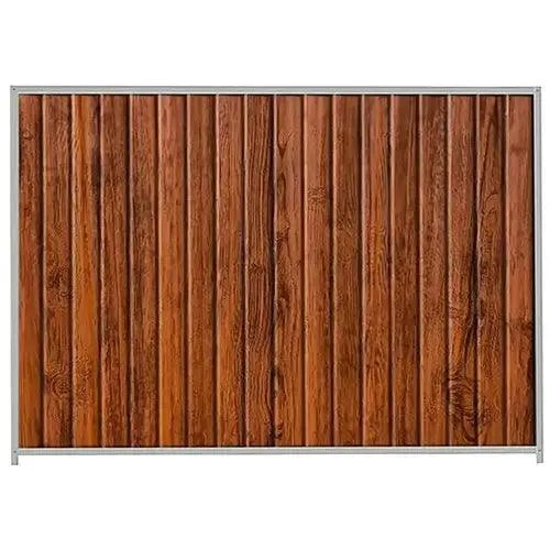 PermaSteel Colorbond Fence Kit in the size of 2.35m x 2.1m with Teak Infill and Shale Grey Frame | Available at Australian Landscape Supplies