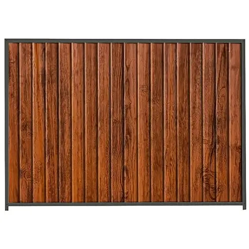 PermaSteel Colorbond Fence Kit in the size of 2.35m x 2.1m with Teak Infill and Slate Grey Frame | Available at Australian Landscape Supplies