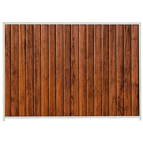 PermaSteel Colorbond Fence Kit in the size of 2.35m x 2.1m with Teak Infill and Off White Frame | Available at Australian Landscape Supplies