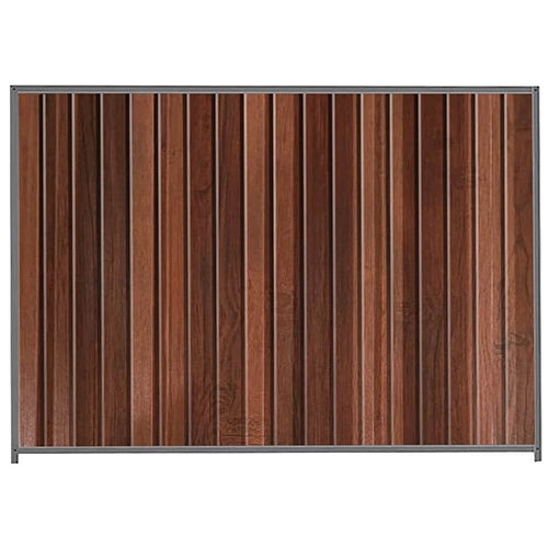 PermaSteel Colorbond Fence Kit in the size of 2.35m x 2.1m with Walnut Infill and Basalt Frame | Available at Australian Landscape Supplies