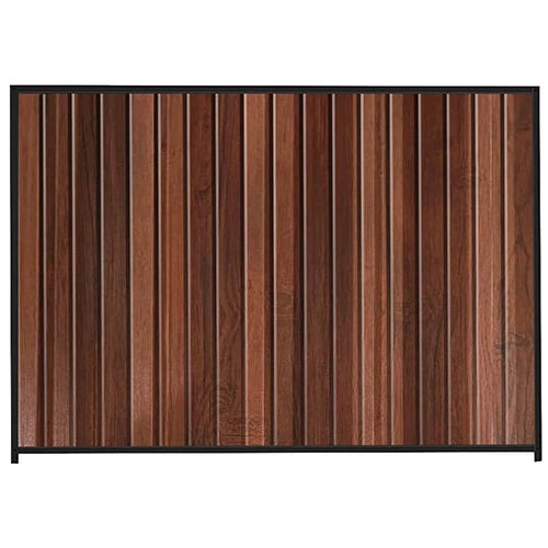 PermaSteel Colorbond Fence Kit in the size of 2.35m x 2.1m with Walnut Infill and Black Frame | Available at Australian Landscape Supplies