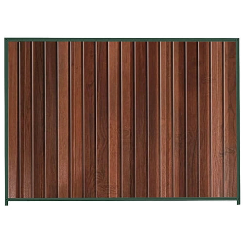 PermaSteel Colorbond Fence Kit in the size of 2.35m x 2.1m with Walnut Infill and Caulfield Green Frame | Available at Australian Landscape Supplies