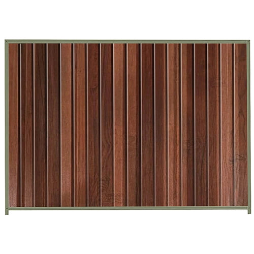 PermaSteel Colorbond Fence Kit in the size of 2.35m x 2.1m with Walnut Infill and Mist Green Frame | Available at Australian Landscape Supplies