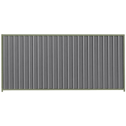 PermaSteel Colorbond Fence Kit in the size of 3.1m x 1.8m with Basalt Infill and Mist Green Frame | Available at Australian Landscape Supplies