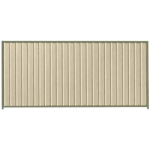PermaSteel Colorbond Fence Kit in the size of 3.1m x 1.8m with Merino Infill and Mist Green Frame | Available at Australian Landscape Supplies