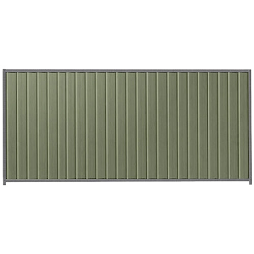PermaSteel Colorbond Fence Kit in the size of 3.1m x 1.8m with Mist Green Infill and Basalt Frame | Available at Australian Landscape Supplies
