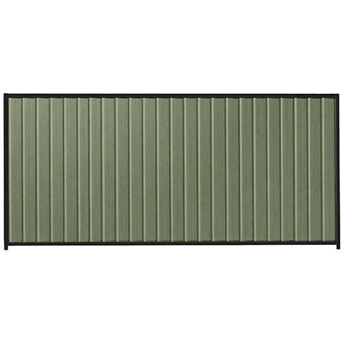 PermaSteel Colorbond Fence Kit in the size of 3.1m x 1.8m with Mist Green Infill and Black Frame | Available at Australian Landscape Supplies