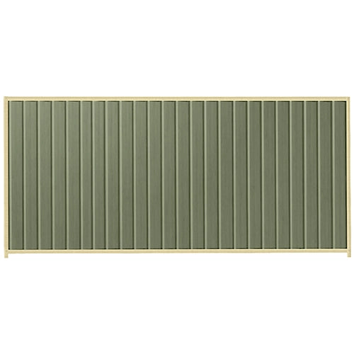 PermaSteel Colorbond Fence Kit in the size of 3.1m x 1.8m with Mist Green Infill and Primrose Frame | Available at Australian Landscape Supplies