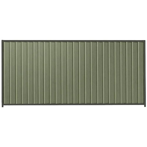 PermaSteel Colorbond Fence Kit in the size of 3.1m x 1.8m with Mist Green Infill and Slate Grey Frame | Available at Australian Landscape Supplies