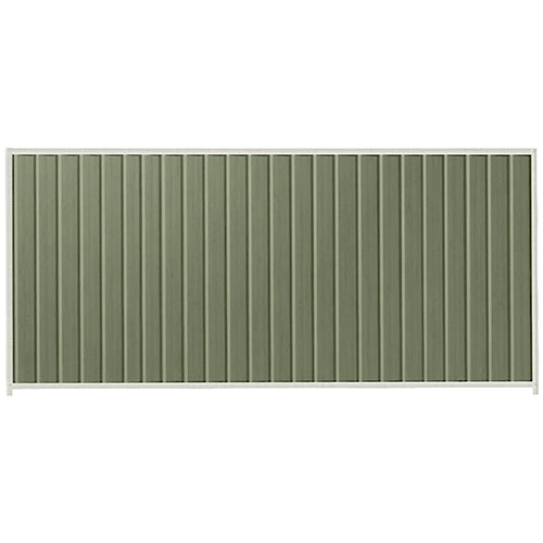 PermaSteel Colorbond Fence Kit in the size of 3.1m x 1.8m with Mist Green Infill and Off White Frame | Available at Australian Landscape Supplies