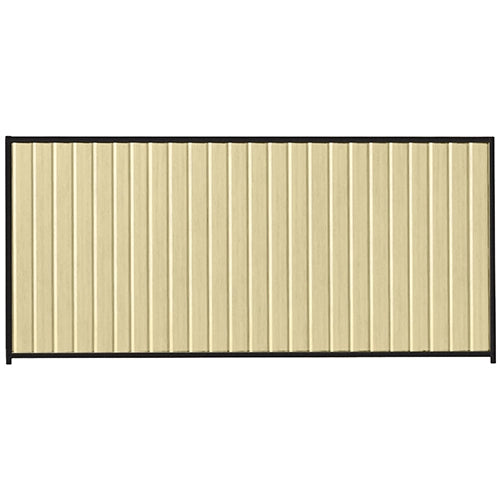 PermaSteel Colorbond Fence Kit in the size of 3.1m x 1.8m with Primrose Infill and Black Frame | Available at Australian Landscape Supplies