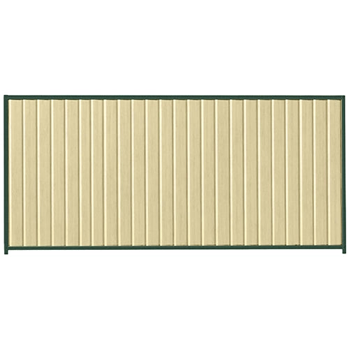 PermaSteel Colorbond Fence Kit in the size of 3.1m x 1.8m with Primrose Infill and Caulfield Green Frame | Available at Australian Landscape Supplies