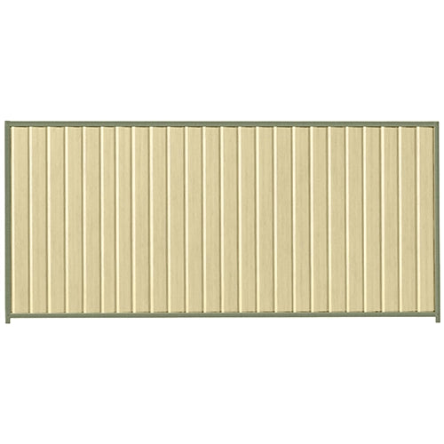 PermaSteel Colorbond Fence Kit in the size of 3.1m x 1.8m with Primrose Infill and Mist Green Frame | Available at Australian Landscape Supplies