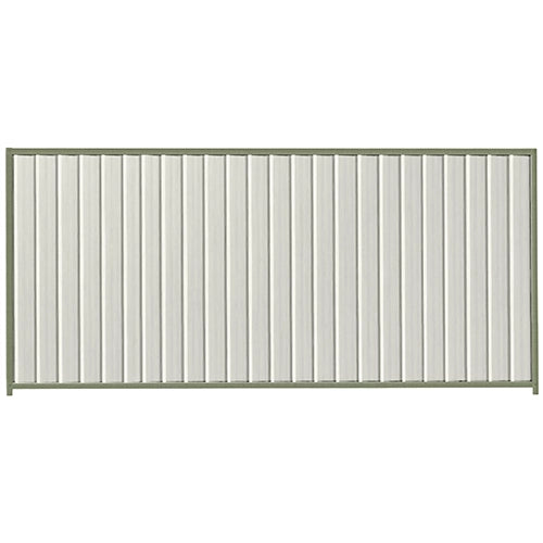 PermaSteel Colorbond Fence Kit in the size of 3.1m x 1.8m with Off White Infill and Mist Green Frame | Available at Australian Landscape Supplies