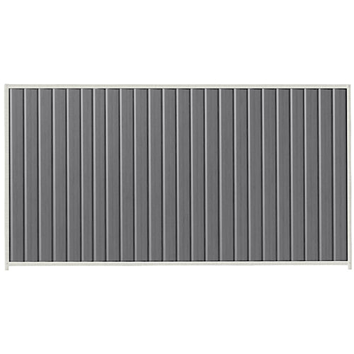PermaSteel Fence Kit in the size of 3.1m x 2.1m with Basalt Infill and Off White Frame | Available at Australian Landscape Supplies