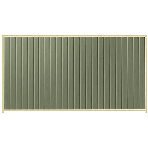 PermaSteel Fence Kit in the size of 3.1m x 2.1m with Mist Green Infill and Primrose Frame | Available at Australian Landscape Supplies