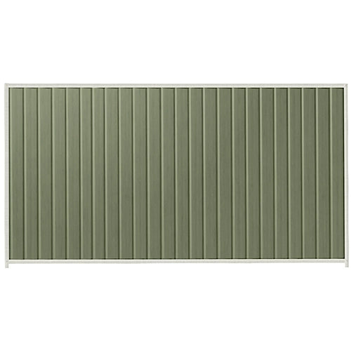 PermaSteel Colorbond Fence Kit in the size of 3.1m x 2.1m with Mist Green Infill and Off White Frame | Available at Australian Landscape Supplies